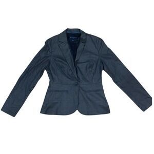 Banana Republic Women's Grey Plaid Blazer Size 4 Single Button Office Career